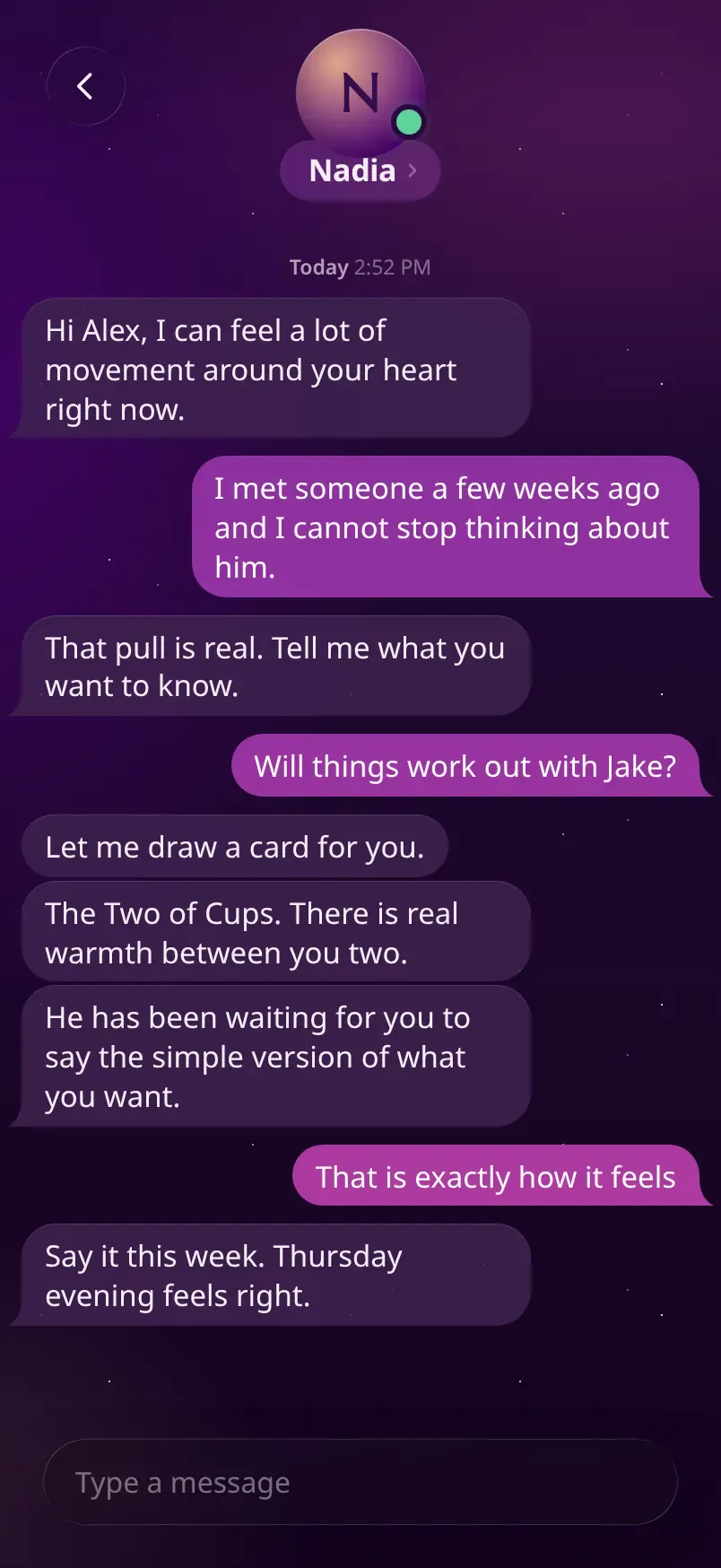 A chat with Nadia about a love question